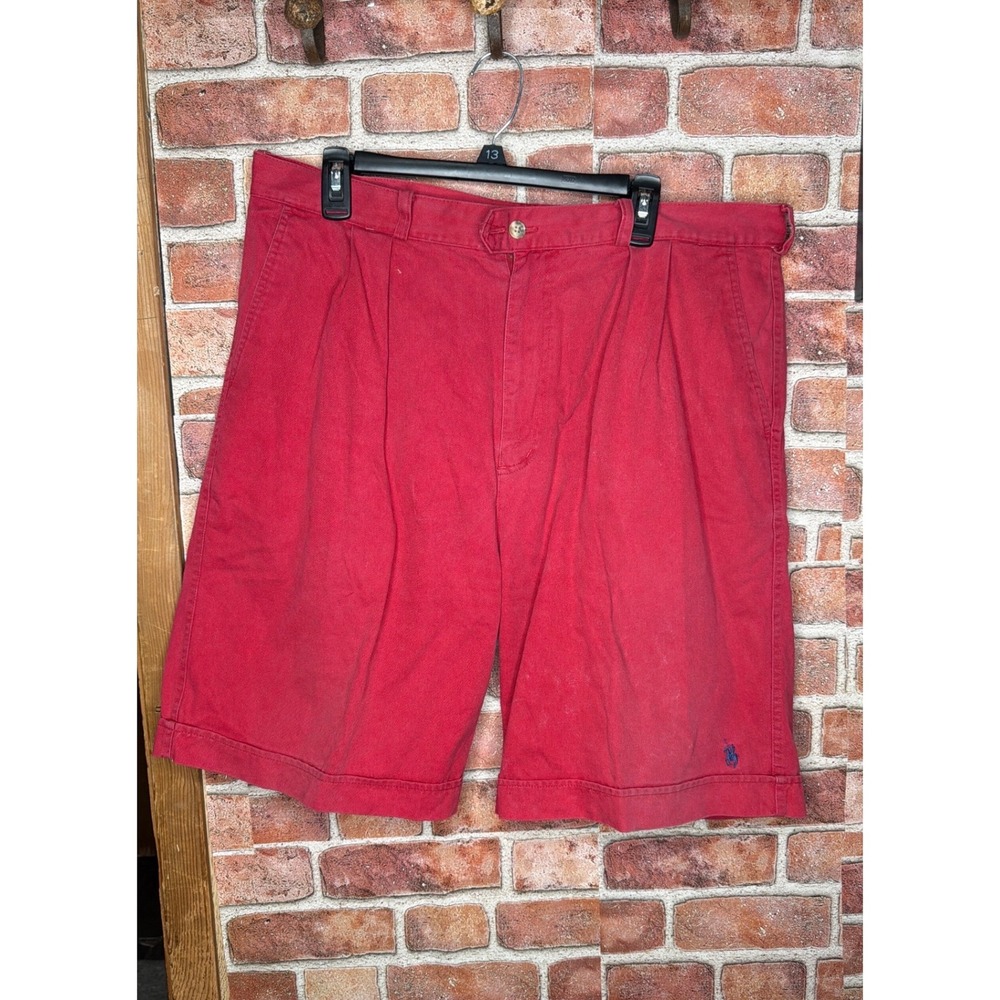 Knights of Round Table Mens 38 Red‎ Pleated Chino Shorts Cotton Twill Prep Golf